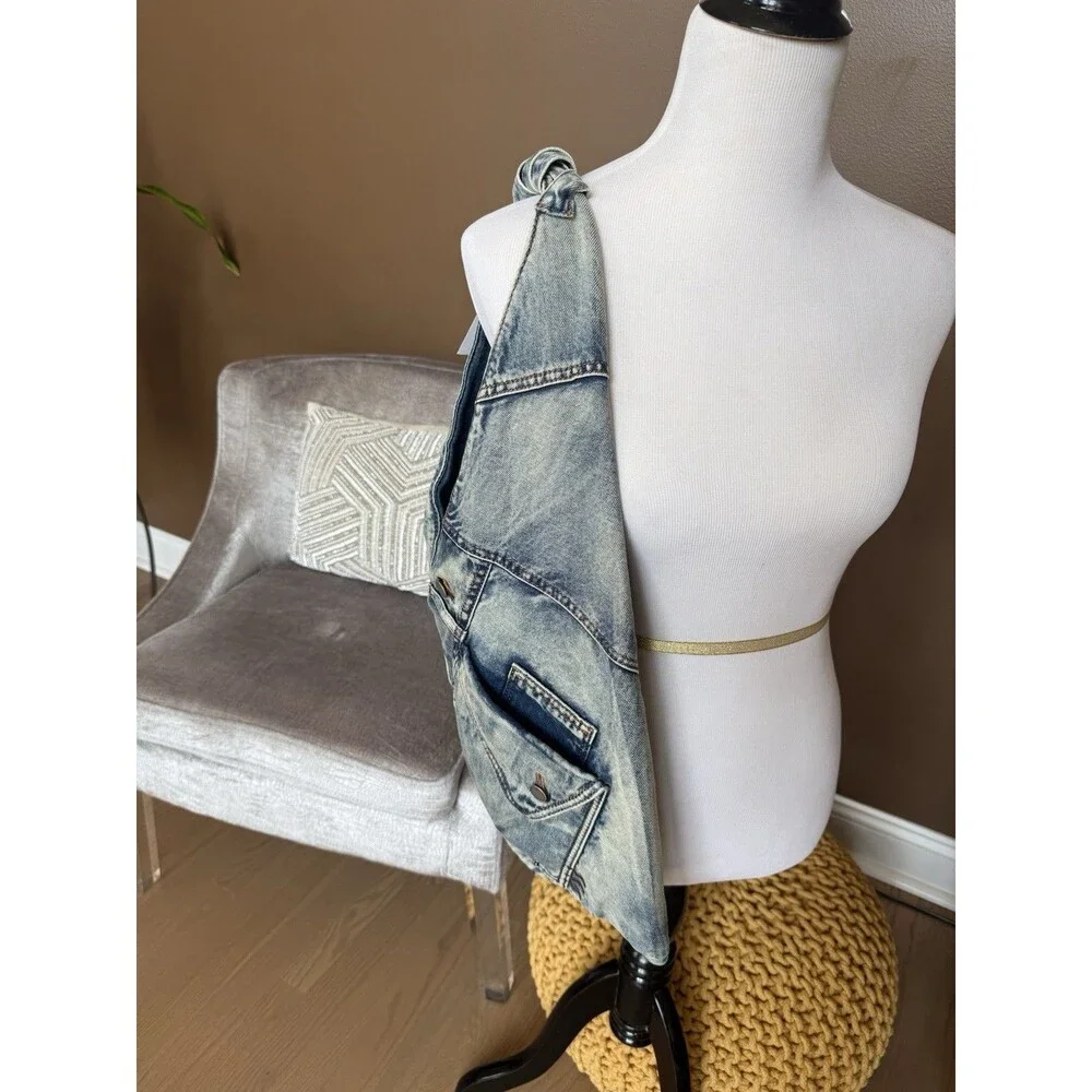 Urban Revivo Denim Shoulder Bag Acid Wash Blue Jean Hobo Purse NWT UAYB50083